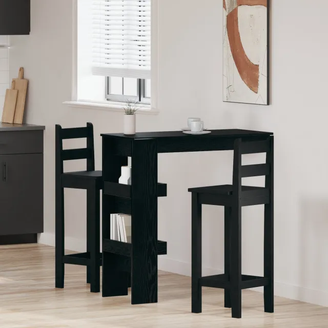 vidaXL Muur - Bar - Tafel - 102 - x - 45 - x - 103,5 - cm - Bewerkt - hout - Zwart - Eiken Zwart eiken
