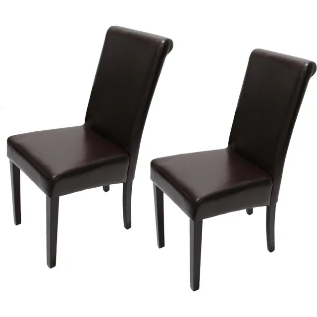 Cosmo Casa Set van 2 Eetkamerstoelen - Keukenstoelen - Leder - Bruin - Donkere Poten