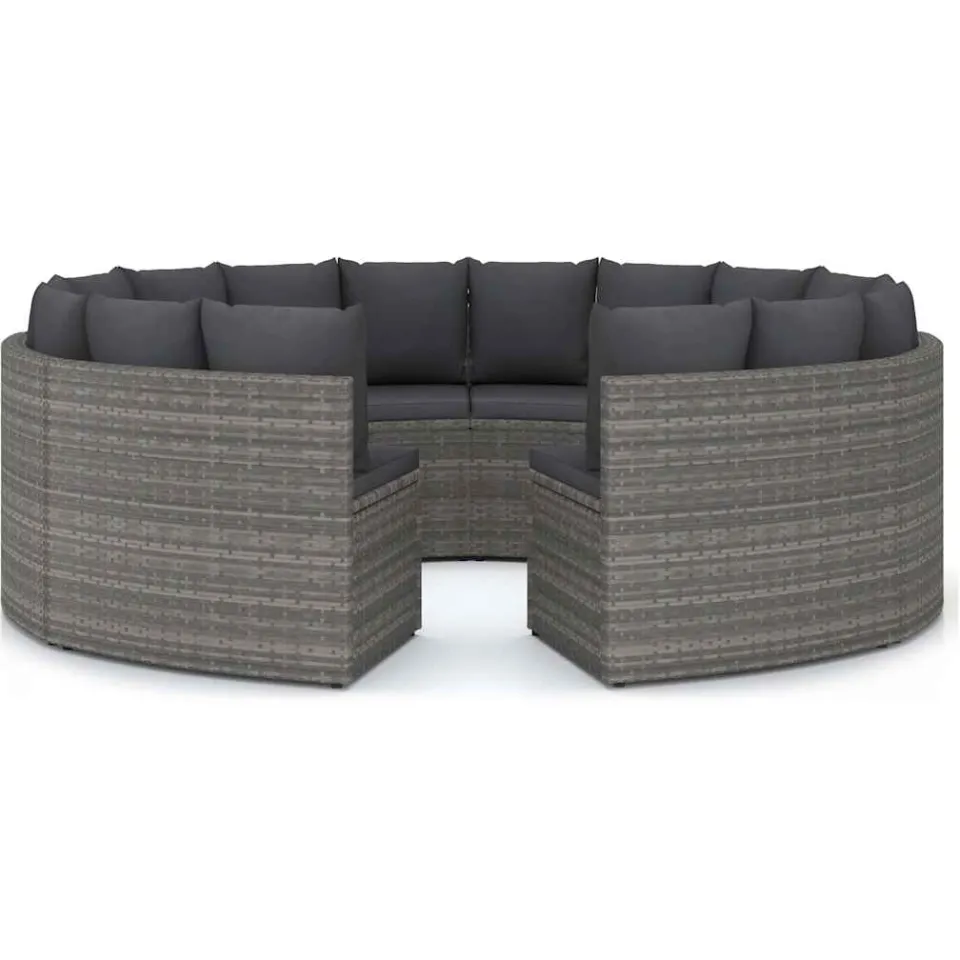vidaXL 8-delige Loungeset met kussens poly rattan grijs