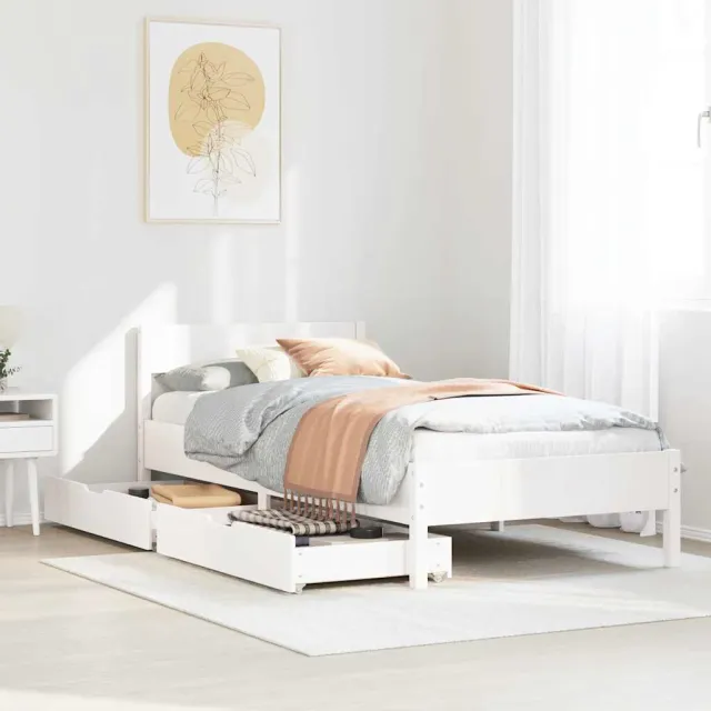 vidaXL Bedframe zonder matras massief grenenhout wit 90x200 cm