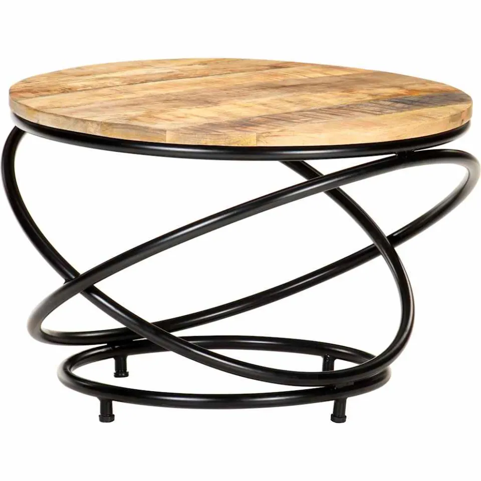 vidaXL Salontafel 60x60x40 cm massief ruw mangohout zwart, foto 2