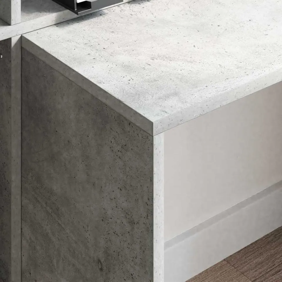 vidaXL Bureau Beton Grijs 138,5 x 55 x 143 cm Bewerkt hout, foto 4
