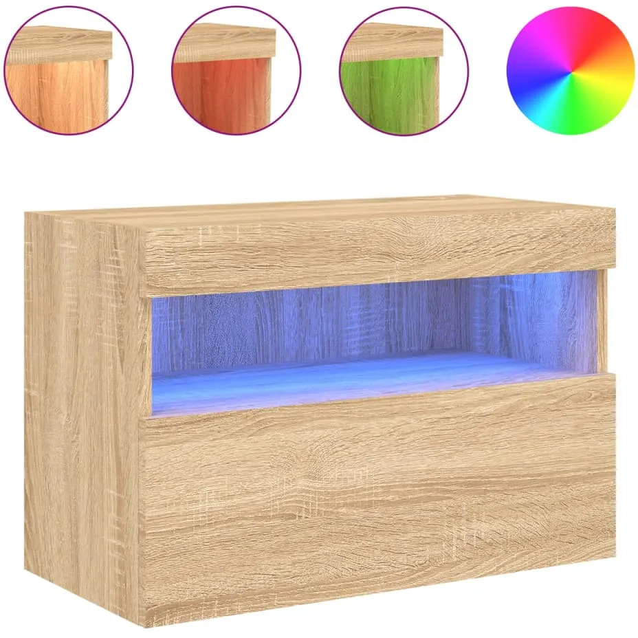 vidaXL Tv-wandmeubel met LED-verlichting 60x30x40 cm sonoma eikenkleur Bruin