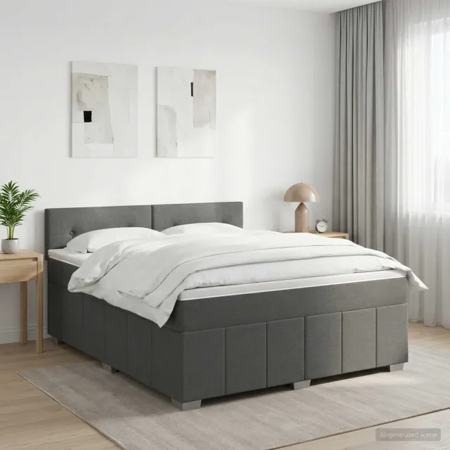 vidaXL Boxspringbed met matras Donkergrijs 140 x 190 cm Stof