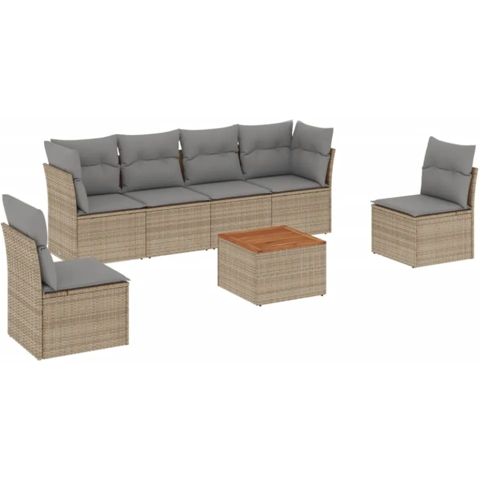 vidaXL Patio Sofa Set 6-zits Beige mix en grijs