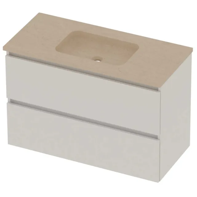 Basic-Line Rocky 46 Badmeubelset Hardsteen 100x46x62 cm Ice White Sand Stone Beige