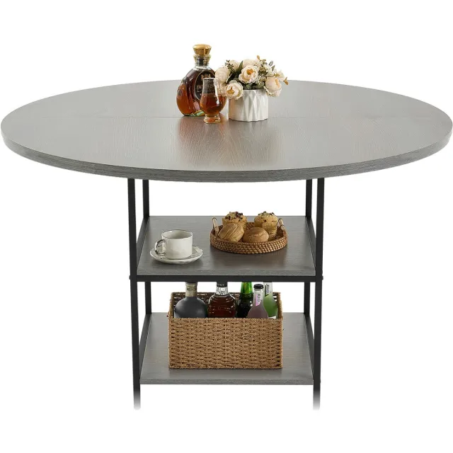 Vevor Ronde Eettafel Keukentafel Houten (Alleen Tafel) Eettafel 120CM Grijs
