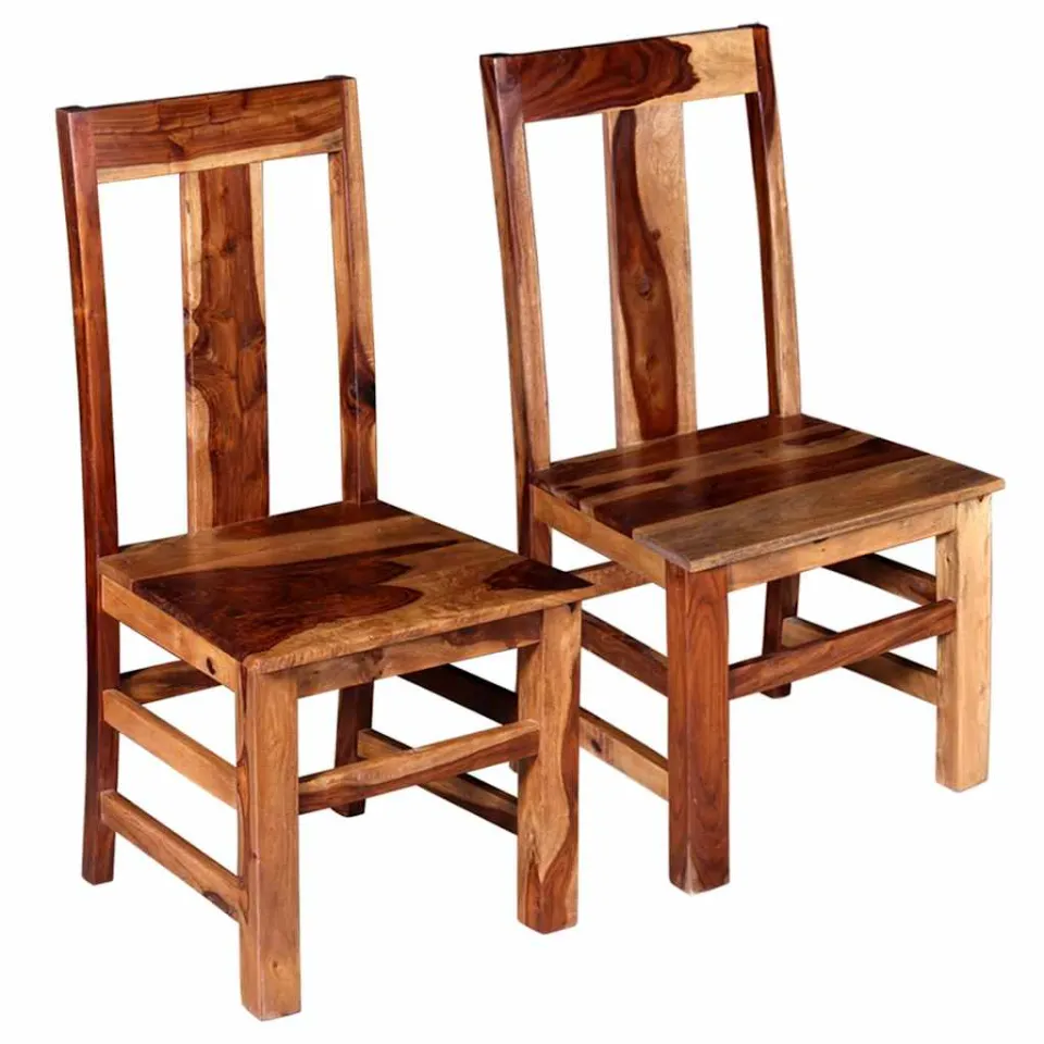 vidaXL Eetkamerstoelen 2 st massief acaciahout bruin, foto 4