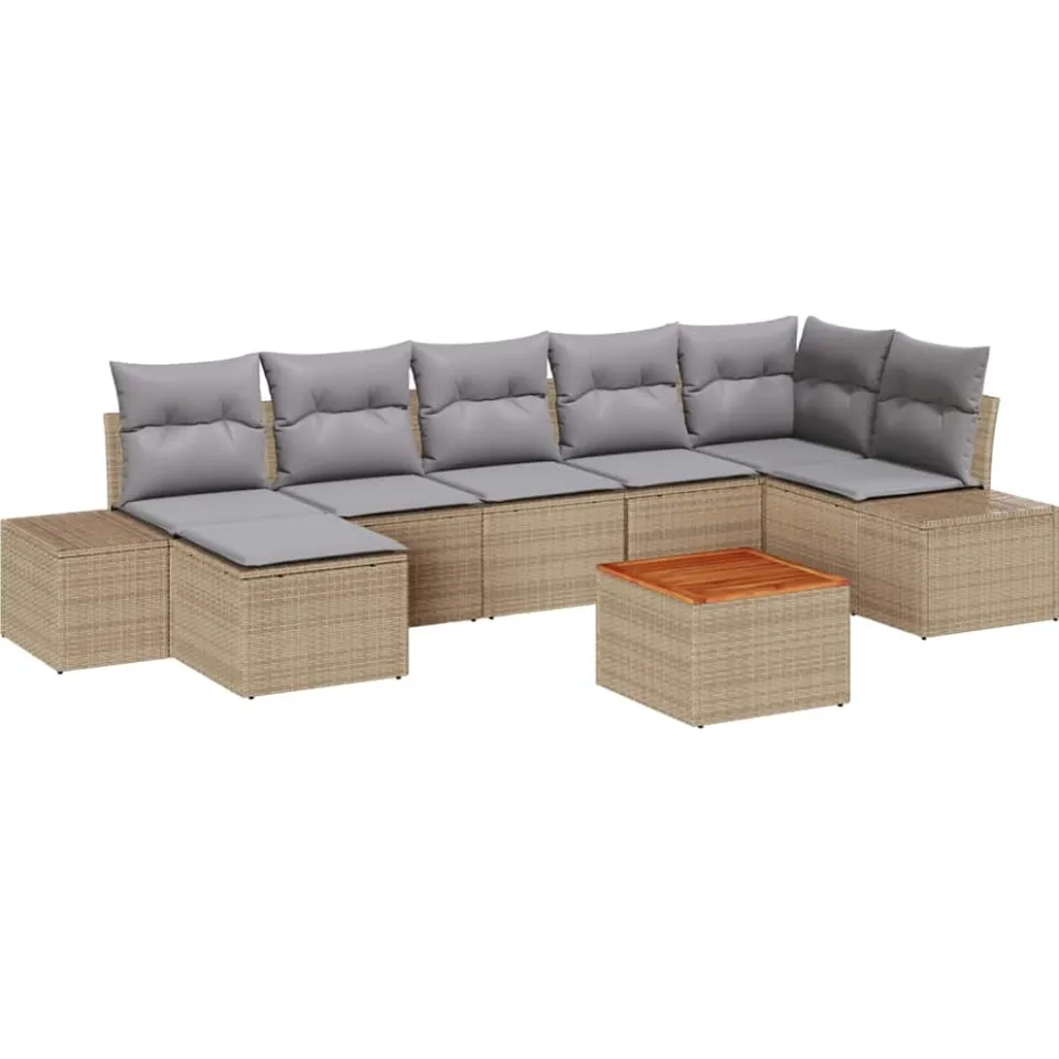 vidaXL Tuin Sofa Set 8 st beige en lichtgrijs