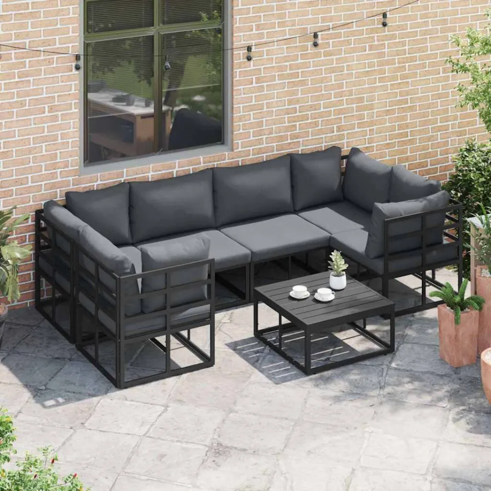 vidaXL Tuinbankenset 6 st Zwart Aluminium, foto 3