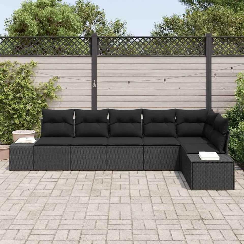 vidaXL Tuinbankenset 6 st Zwart poly rattan, foto 3