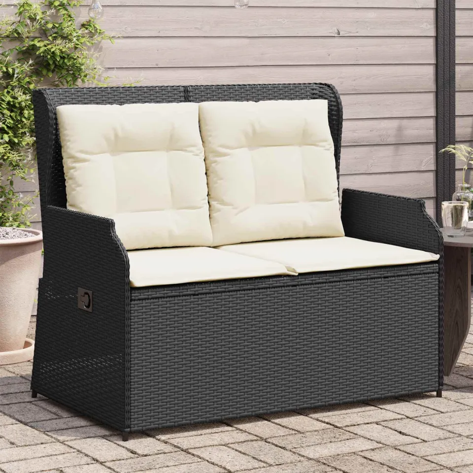 vidaXL Tuinbank Zwart poly rattan, foto 3