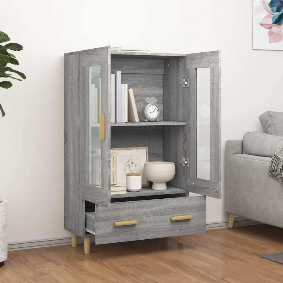 vidaXL Hoge kast 70x31x115 cm bewerkt hout grijs sonoma eikenkleurig, foto 3