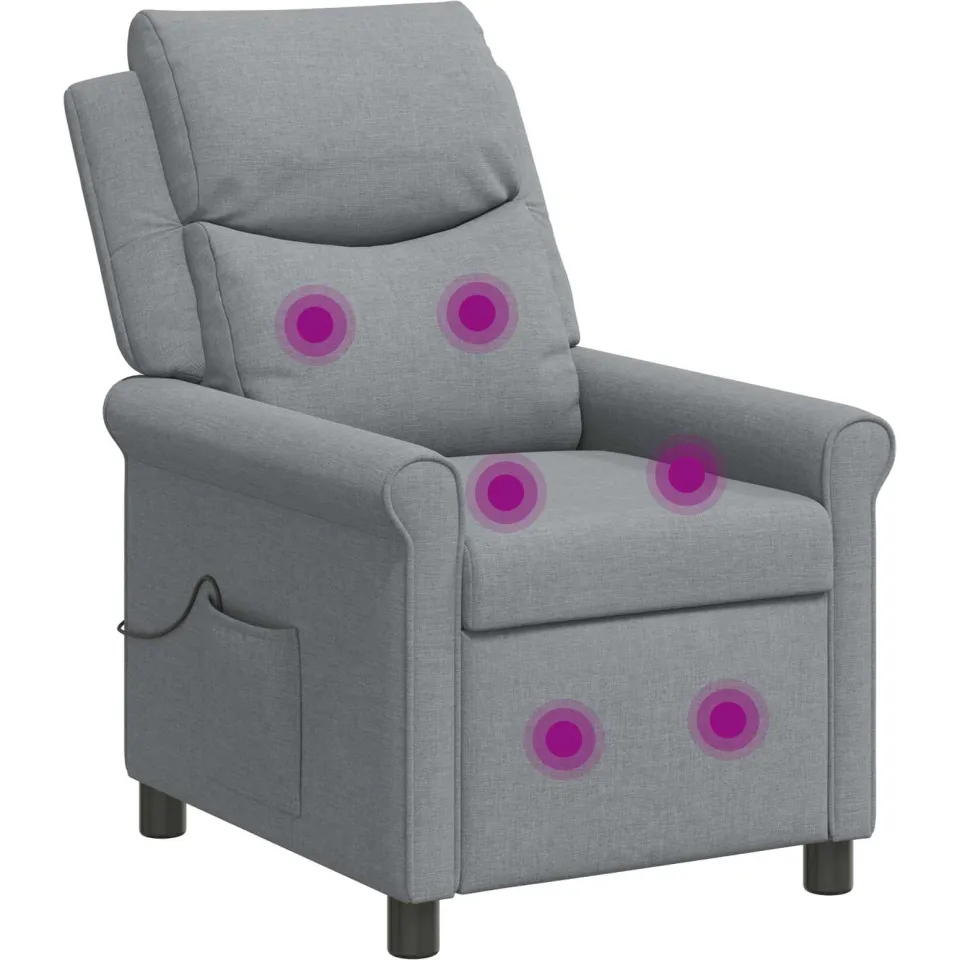 vidaXL Massage-relaxstoel Lichtgrijs 69 x 93 x 102 cm Stof, foto 3