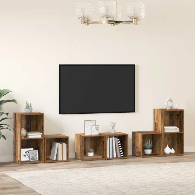 vidaXL Tv-meubelset 6 st 37 x 35 x 72 cm Oud Hout Bruin