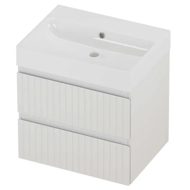 Proline Podium Badmeubelset Polystone Loft Gefreesd 60x46x62 cm Glans Wit Glans Wit