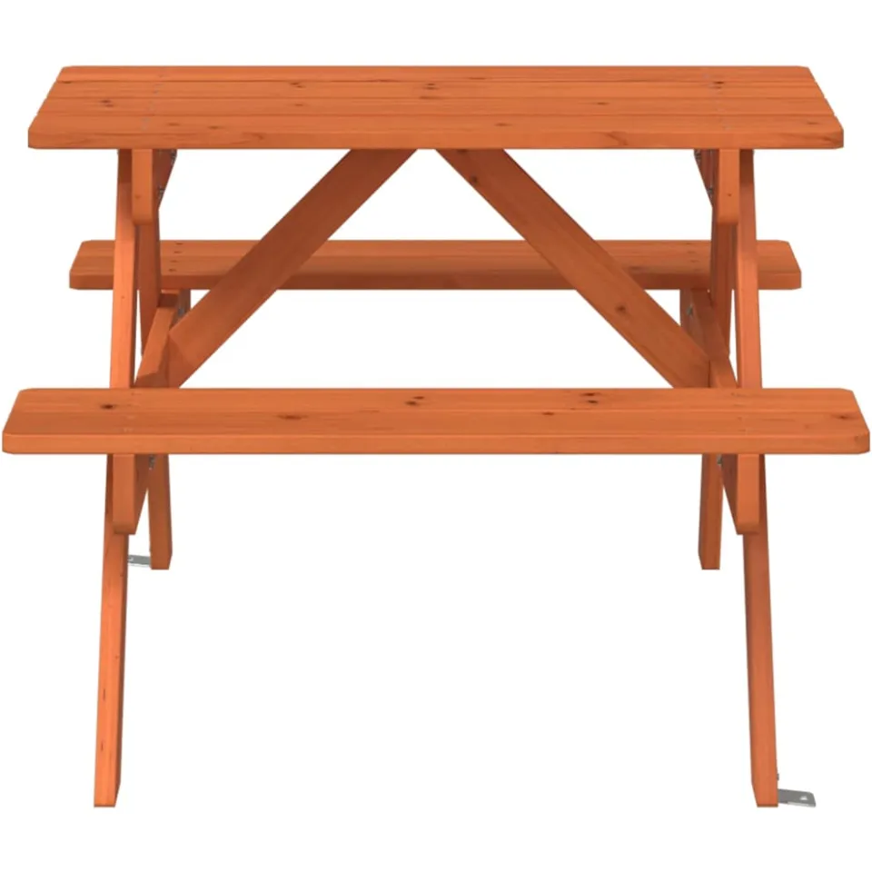 vidaXL Picknicktafel voor 4 kinderen met parasolgat massief vurenhout bruin, foto 4