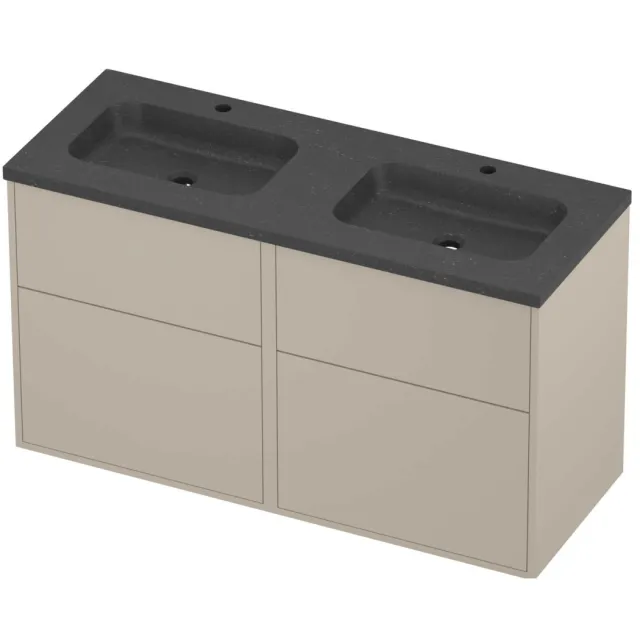 Proline Rollo Badmeubelset Hardsteen Elegant Dubbel 2 Gaten 120x46x67 cm Blue Stone Soft Linen Beige