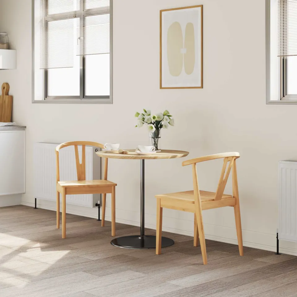vidaXL Eetkamerstoel 2 st Massief Rubberhout Naturel, foto 3