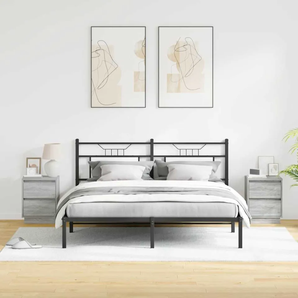 vidaXL Nachtkastje 2 st Grijs 39 x 34,5 x 50 cm Bewerkt hout, foto 4
