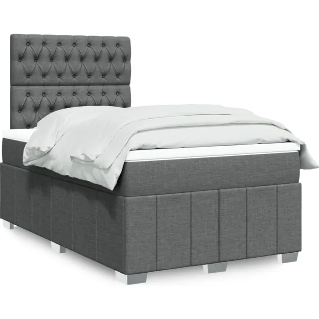 vidaXL Boxspring met matras stof donkergrijs 120x190 cm grijs