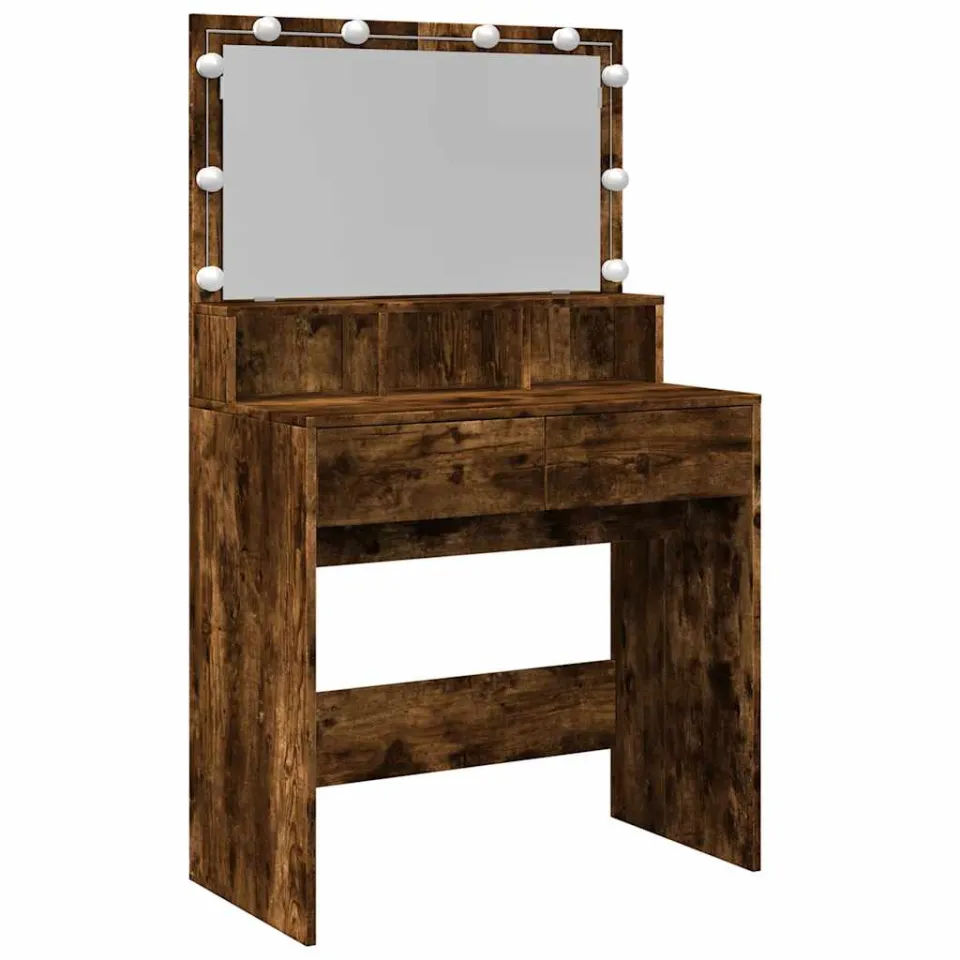vidaXL Kaptafel met LED 80x41x134,5 cm gerookt eikenkleurig Bruin