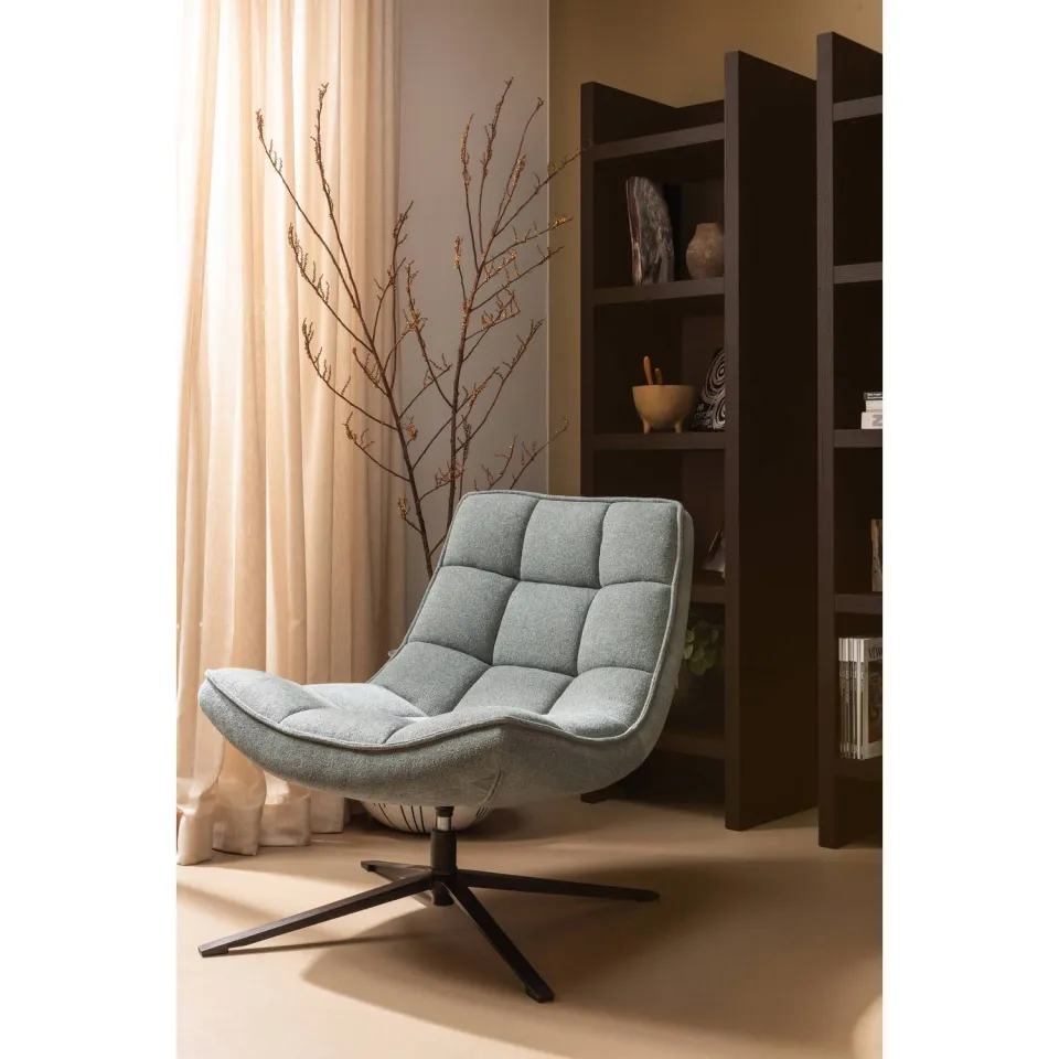 WOOOD Maudi Draaifauteuil - Polyester - Blue Stone - 84x74x86, foto 5