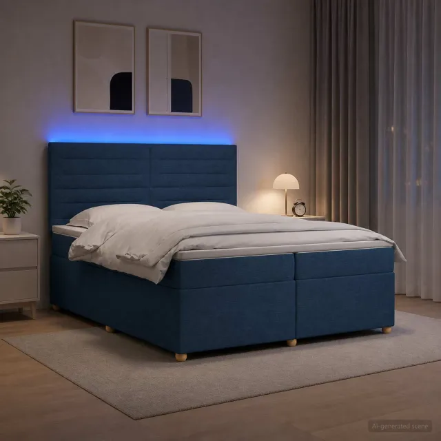 vidaXL Boxspringbed met matras met hoofdeinde Blauw 200 x 200 cm Stof
