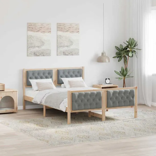 vidaXL Bedframe Lichtgrijs 150 x 200 cm Massief grenenhout Bruin