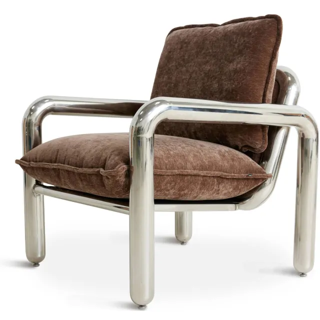 HKLIVING fauteuil Chrome Lounge chrome bruin