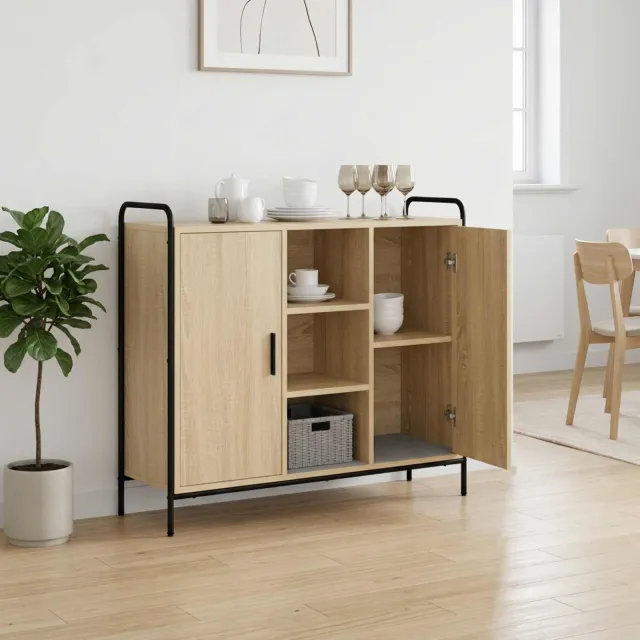 vidaXL Dressoir Sonoma Eiken 97 x 33 x 81 cm Bewerkt hout Bruin