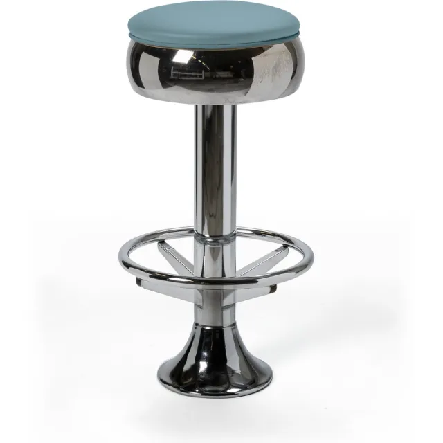 Bel Air Furniture Casey Barstool 77 Footring MP Stacks Chrome blauw