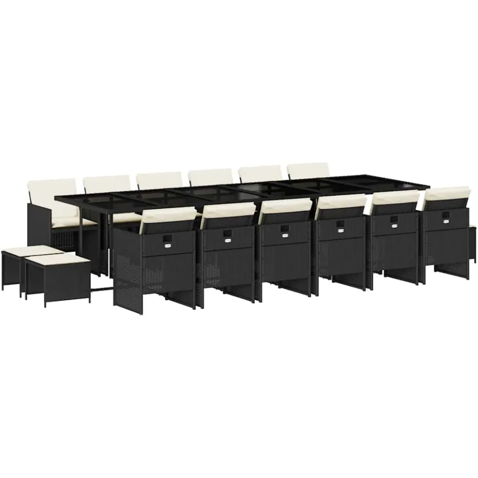vidaXL 17-delige Tuinset met kussens poly rattan zwart, foto 3