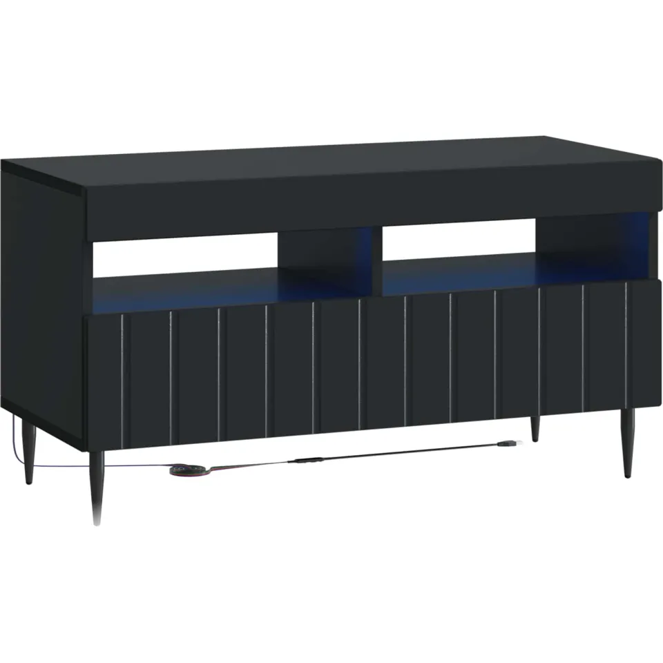 vidaXL LED tv-meubel ZWOLLE 81 x 35 x 43 cm Zwart Bewerkt hout