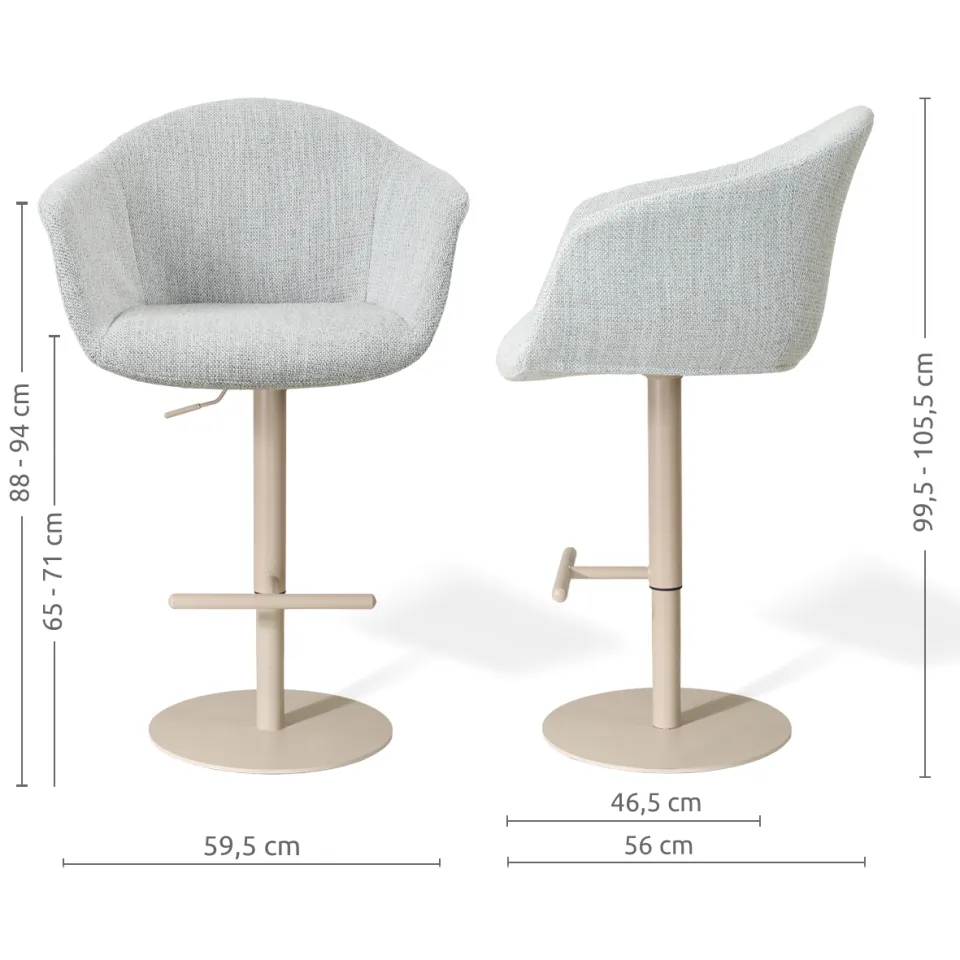 Nolon Niva-Otis draaibare tulp barkruk grijs melange - verstelbaar - beige onderstel, foto 2