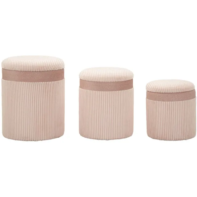 Mauro Ferretti Opbergkruk Puff C/curtain Box Pink Set 3 Pcs Ø 40,5×49,5 cm Roze