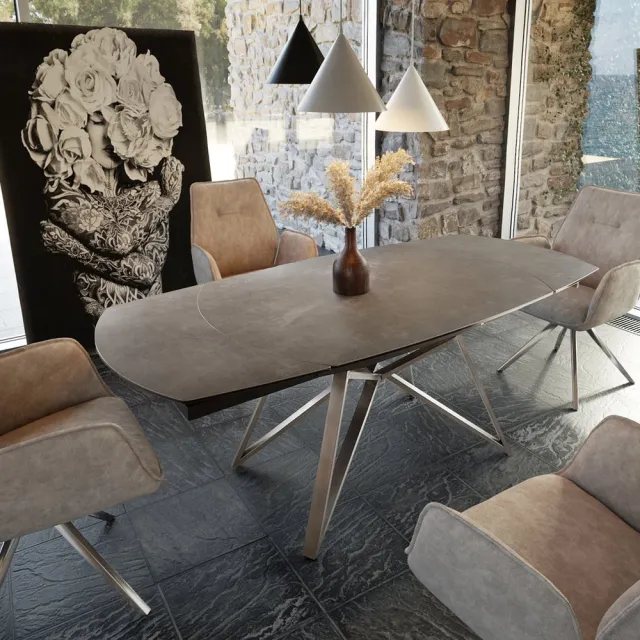 DELIFE Eettafel Carlow bruin keramiek 130/200x95x76cm uitschuifbaar