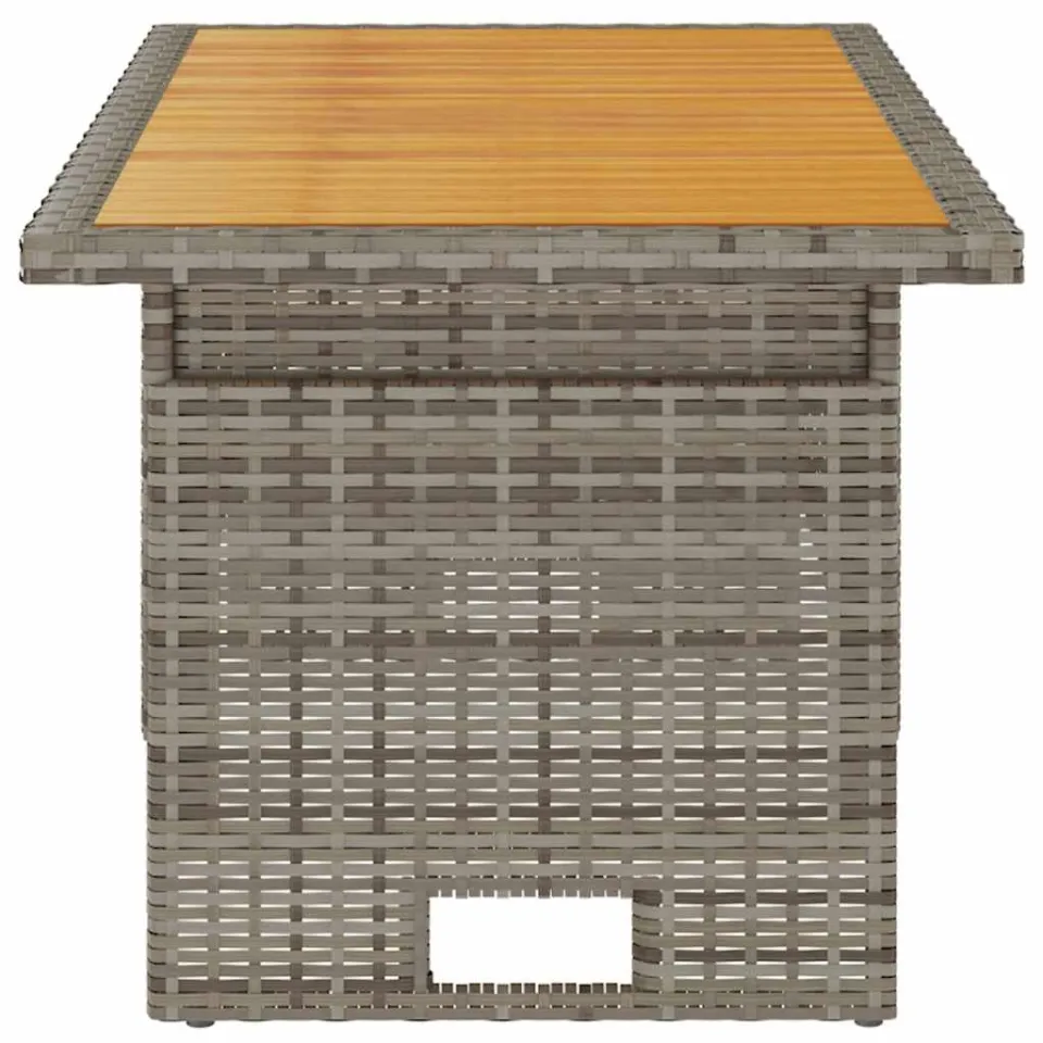 vidaXL Tuintafel 100x50x43/63 cm acaciahout en poly rattan grijs, foto 3