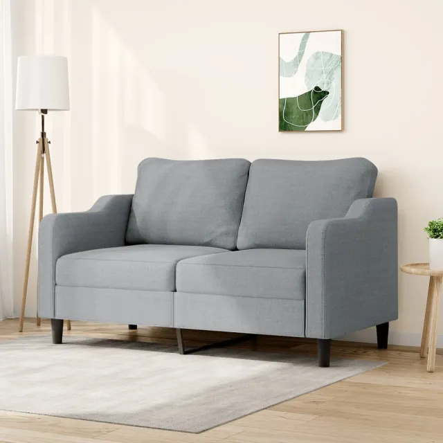 vidaXL Tweezitsbank 140 cm stof lichtgrijs grijs