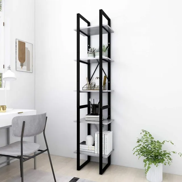 vidaXL Boekenkast met 5 schappen 40x30x175 cm bewerkt hout betongrijs grijs, foto 2