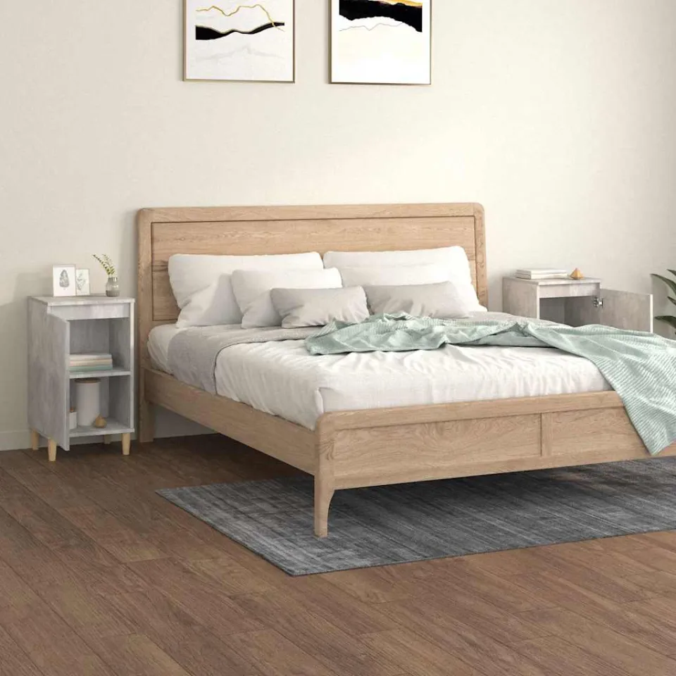 vidaXL Nachtkastjes 2 st 40x35x70 cm bewerkt hout betongrijs grijs, foto 3