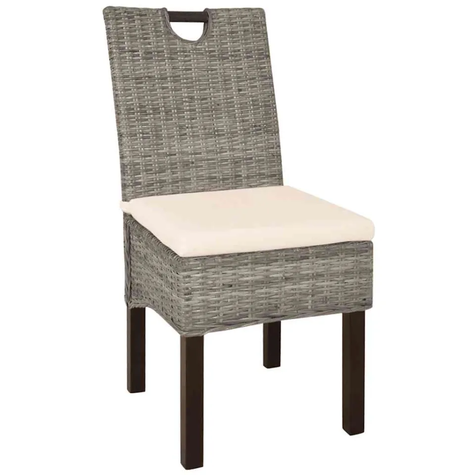 vidaXL Eetkamerstoel Kubu 2 stuks rattan mangohout bruin, foto 2