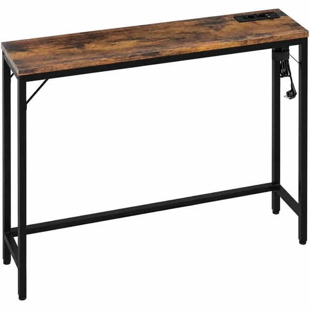Sello! sidetable – console tafel – 2 stopcontacten – 2 USB-poorten – metaal – mdf – krasbestendig – 100x23x80 cm zwart