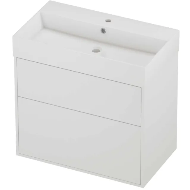 Proline Zara Badmeubelset Porselein Loft 1 Kraangat Voor Grepen 80x46x78 cm Glans Wit Mat White Mat Wit