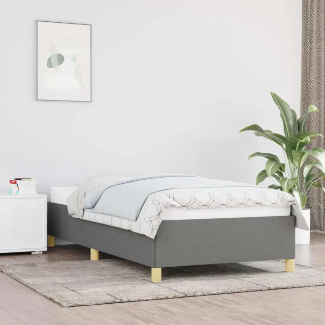 vidaXL Bedframe zonder matras 90x190 cm stof donkergrijs grijs