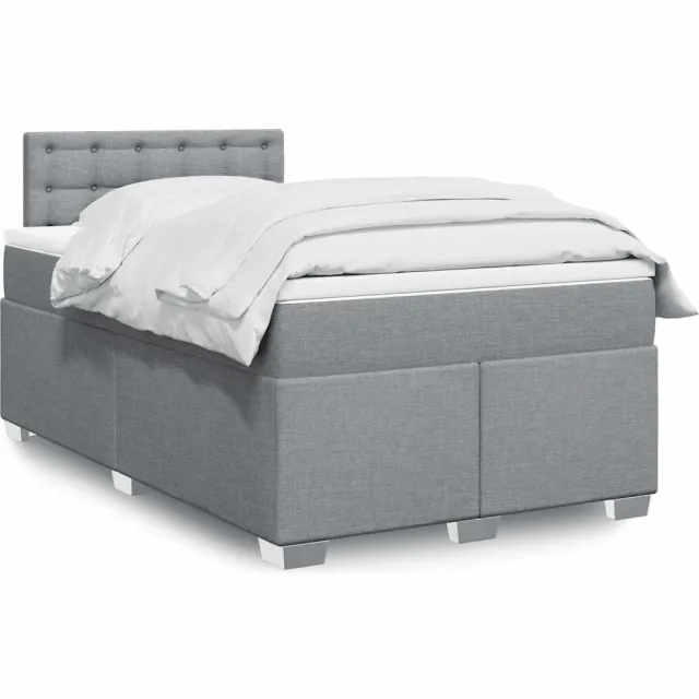 vidaXL Boxspring met matras stof lichtgrijs 120x190 cm grijs