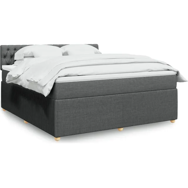 vidaXL Boxspring met matras stof donkergrijs 180x200 cm grijs