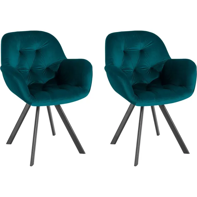 Notio Living Bekleedde eetkamerstoelen Set van 2 in fluweel benzine Blauw
