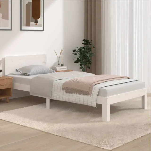 vidaXL Bedframe massief grenenhout wit 90x200 cm