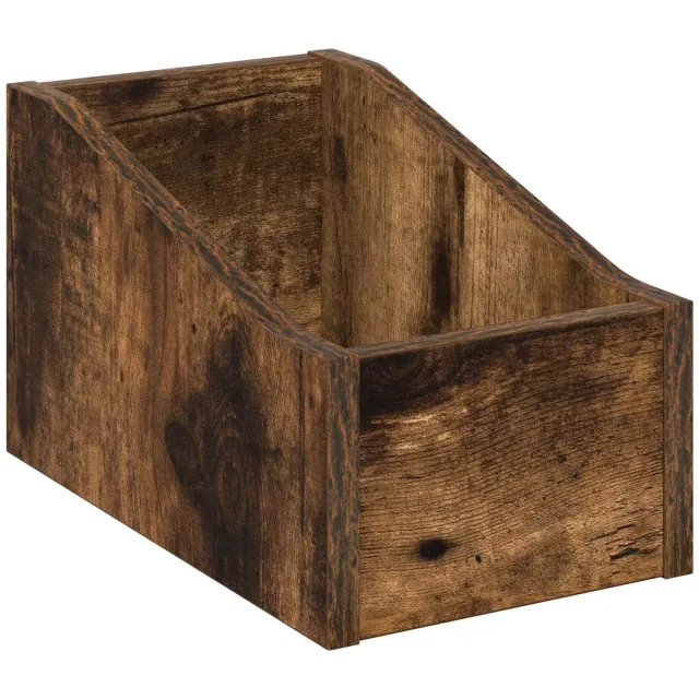vidaXL LP - Recorddoos - Gerookt - eiken - 18 - x - 32 - x - 18 - cm - Bewerkt - hout